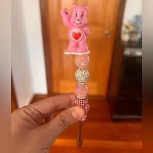 Pink Bear Pen with Glitter Beads